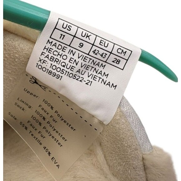 TOMS Faux Fur Quilted Slide Slippers Ivory Cozy Indoor Glam House Shoes 11 - Picture 8 of 9